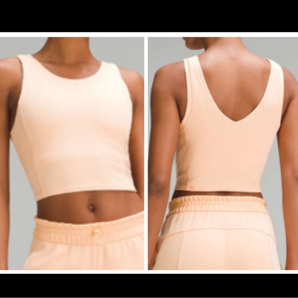 Lululemon Ribbed Softstreme Cropped Tank Top Peach Bellini size 4 NWOT.